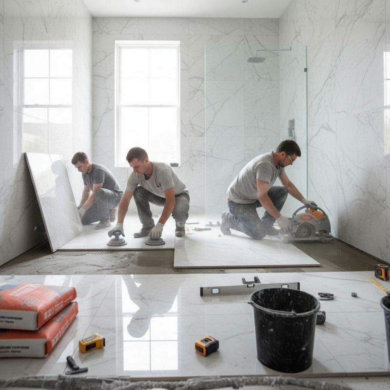 Marble Tile Floor Installation detail